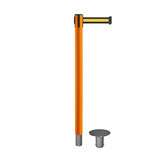 Stanchion Belt Barrier Removable Base Orange Post 9ft.Bk/Y H Belt, Montour Line, Mfr#: MSX630R-OR-BYH-90